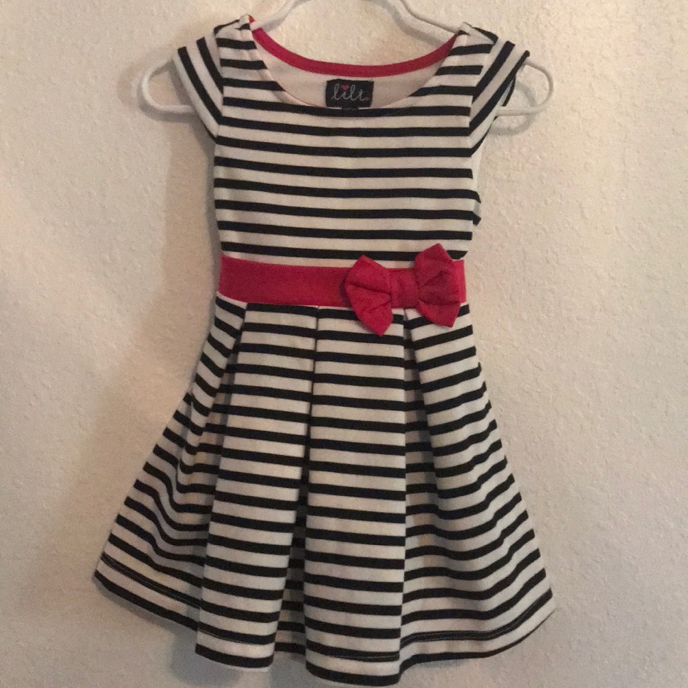 Black and white strip dress